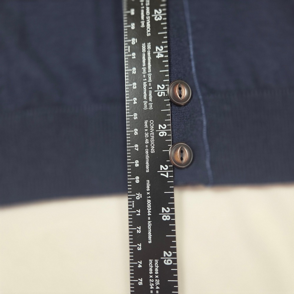 Alan Flusser Classic Mens Navy Blue Merino Wool Blend Cardigan Sweater Large NWT - Picture 9 of 11